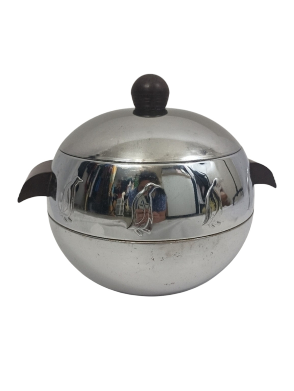 Vintage 50s MCM Westbend Silver Penguin Hot and Cold Server Ice Bucket Classic